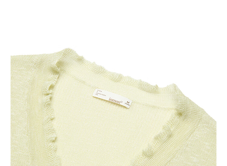 Inman Lotus Leaf V-Neck Lightweight Knit Cardigan Slim Fit Long Sleeve Top Vacation Style 9